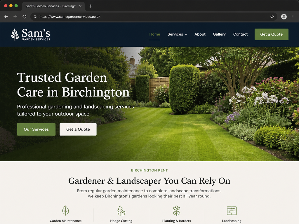 Sam's Garden Services website preview